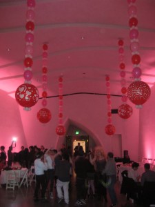 ceiling-dance floor balloons with 3' orb